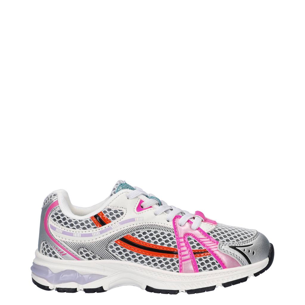 Zilverkleurige meisjes Nelson Kids sneaker van textiel met veters