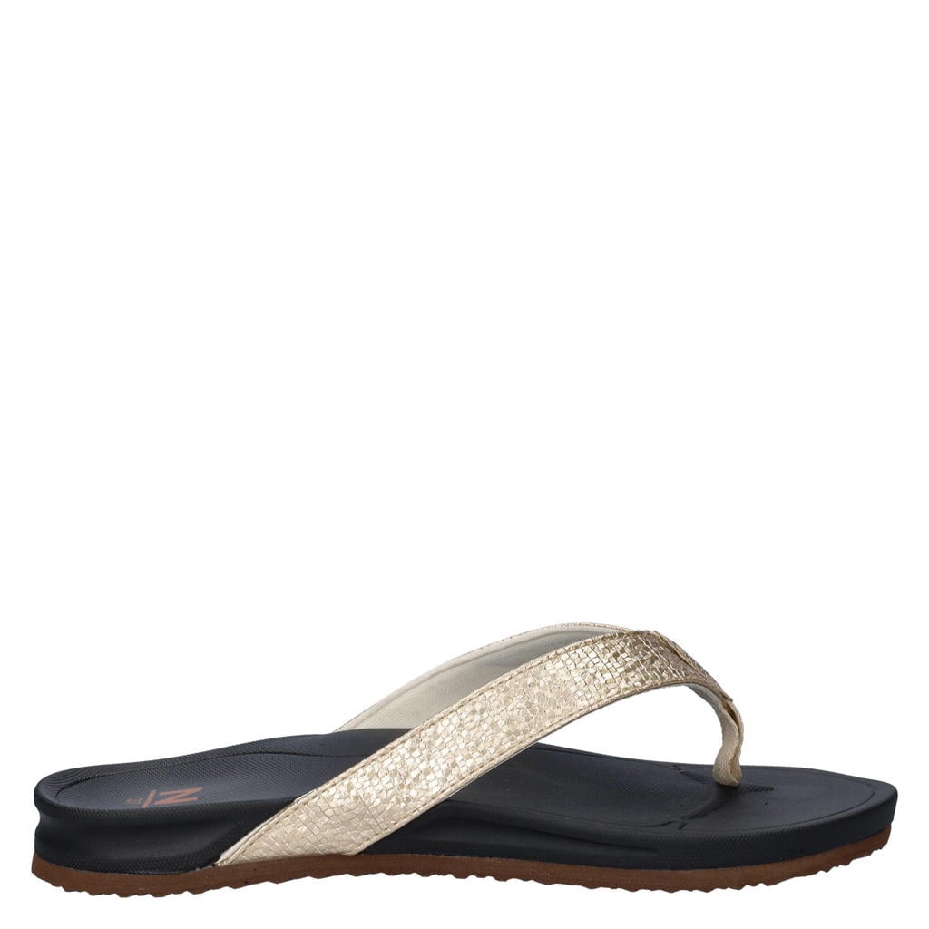 Gouden dames Nelson teenslippers van textiel