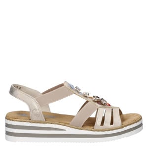imitatieleren sandalen met sleehak beige