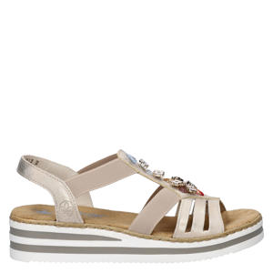 imitatieleren sandalen met sleehak beige