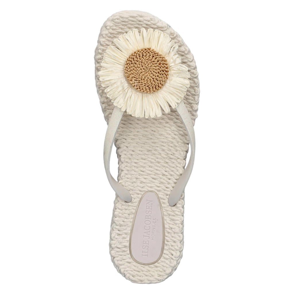 Witte dames Ilse Jacobsen Cheerful teenslippers met 3d applicatie van rubber