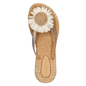 Cheerful teenslippers met 3d applicatie beige