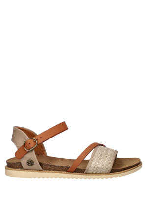 imitatieleren sandalen cognac/beige