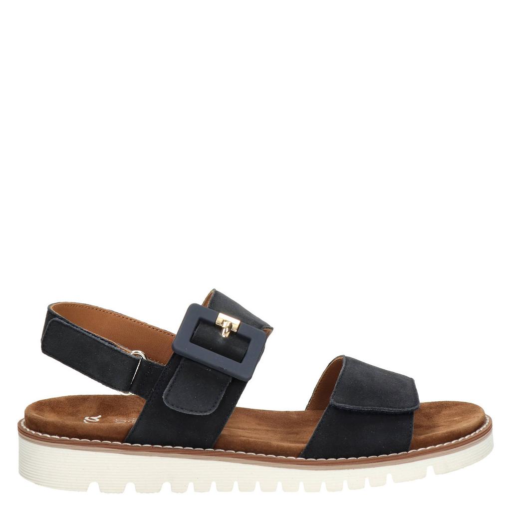 Donkerblauwe dames Ara suède sandalen met klittenband