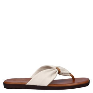 imitatieleren teenslippers - ecru