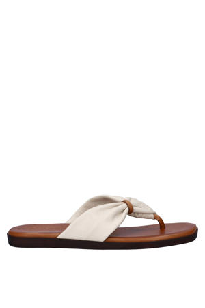 imitatieleren teenslippers - ecru