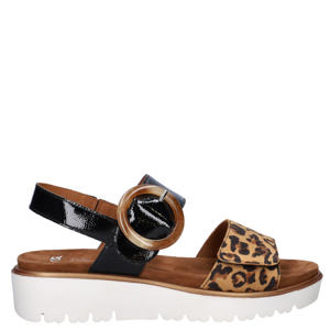 Bilbao suède sandalen met panterprint zwart/beige