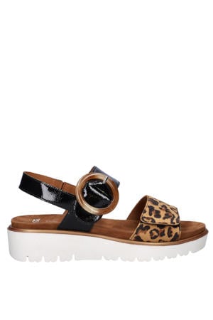 Bilbao suède sandalen met panterprint zwart/beige