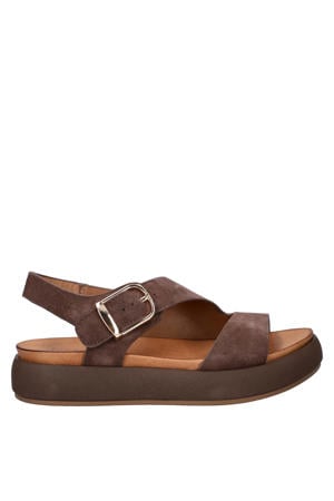 suède sandalen bruin