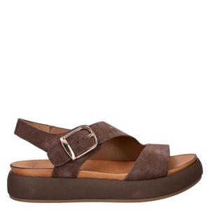 suède sandalen bruin