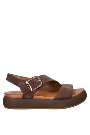 suède sandalen bruin