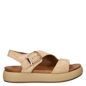suède sandalen beige