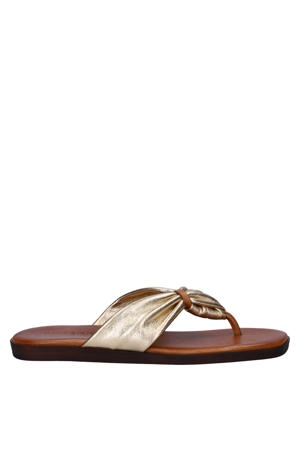 imitatieleren teenslippers - goud