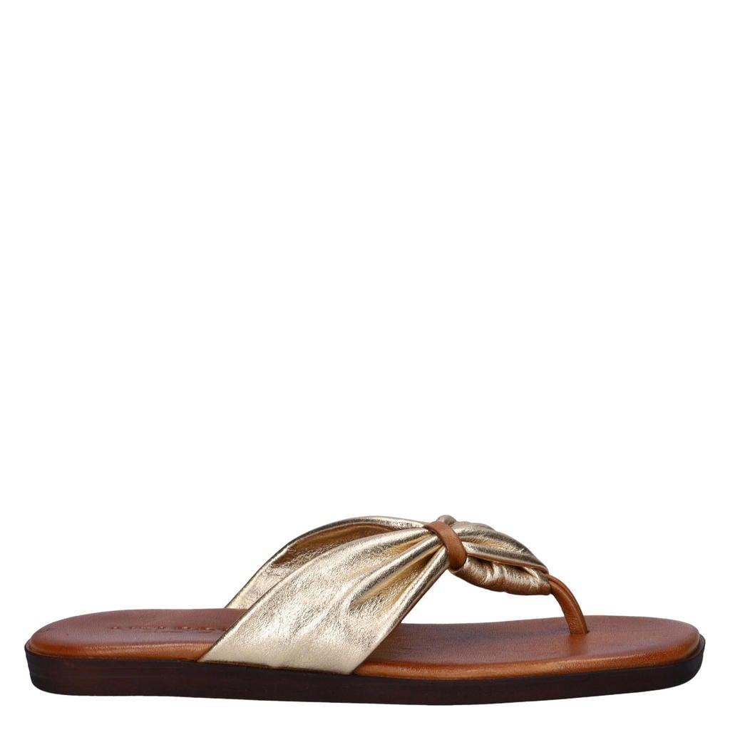 Nelson imitatieleren teenslippers - goud