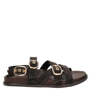 suède sandalen bruin