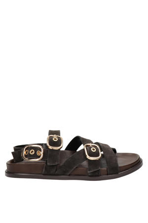 suède sandalen bruin