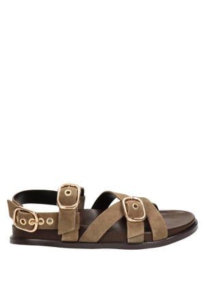suède sandalen taupe