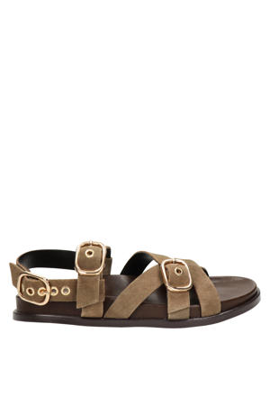 suède sandalen taupe