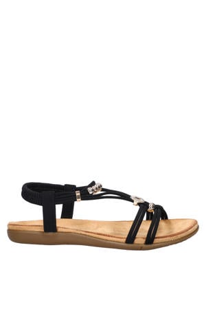 suèdelook sandalen - zwart