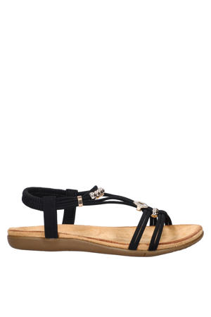 suèdelook sandalen - zwart
