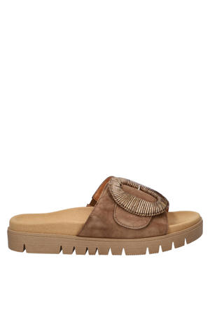 suède slippers bruin