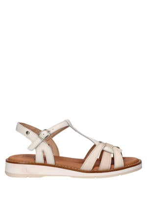 Roquetas leren sandalen met sleehak ecru