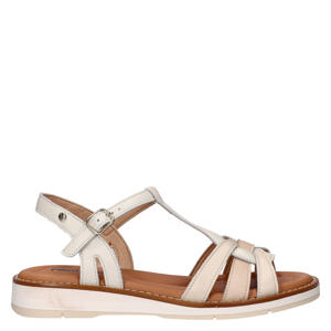 Roquetas leren sandalen met sleehak ecru