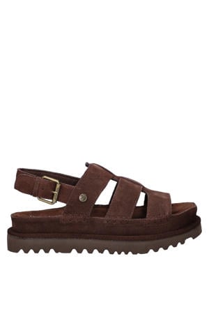 Wenlock suède sandalen met plateauzool bruin