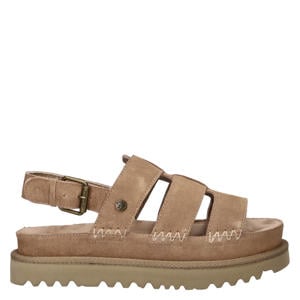 Wenlock suède sandalen met plateauzool zand