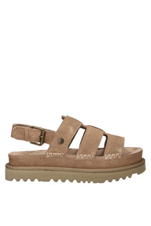 Wenlock suède sandalen met plateauzool zand