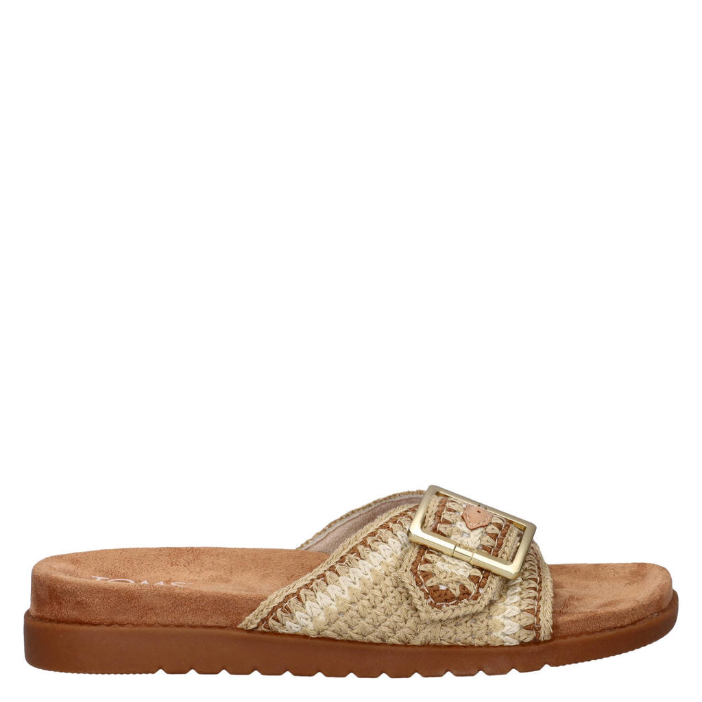 Beige dames Toms Marin Slide slippers van textiel met gesp