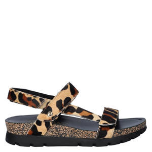 Selma sandalen met panterprint beige/cognac/zwart
