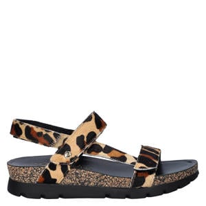 Selma sandalen met panterprint beige/cognac/zwart