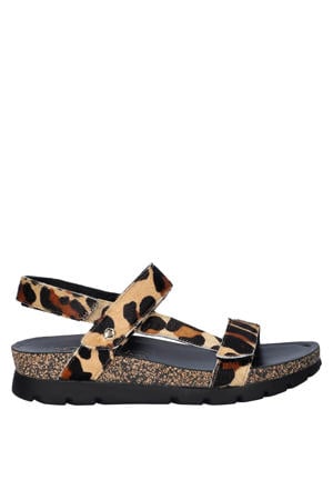 Selma sandalen met panterprint beige/cognac/zwart