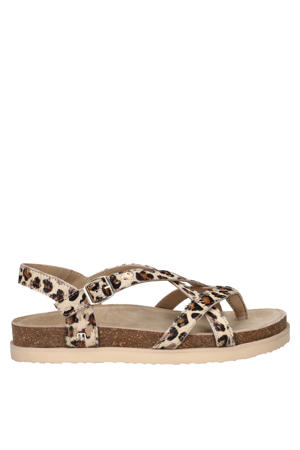 Fae sandalen met panterprint beige/zwart
