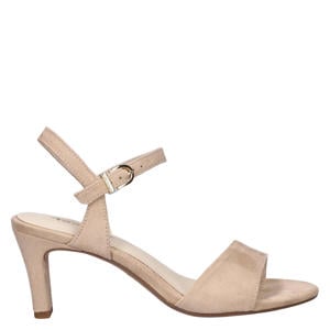 suède sandalen met hak beige