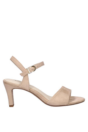 suède sandalen met hak beige