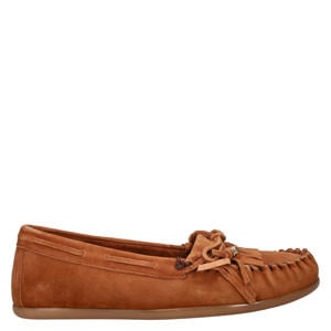 suède mocassins cognac