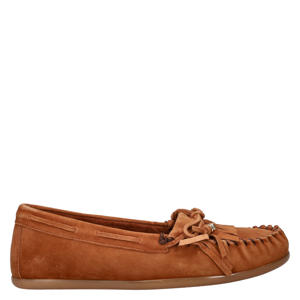 suède mocassins cognac