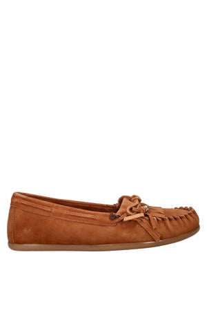 suède mocassins cognac