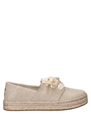 Carolina Lace up katoenen espadrilles met plateauzool goud