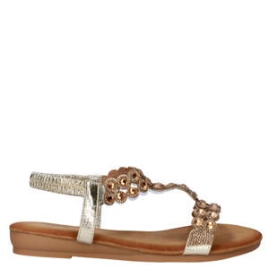 imitatieleren sandalen met strass steentjes goud