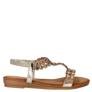imitatieleren sandalen met strass steentjes goud