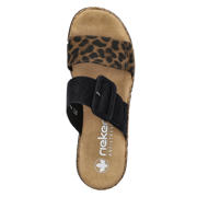 thumbnail: Rieker slippers met sleehak en panterprint zwart