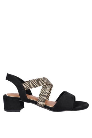 suèdelook sandalen met blokhak zwart