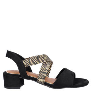 suèdelook sandalen met blokhak zwart