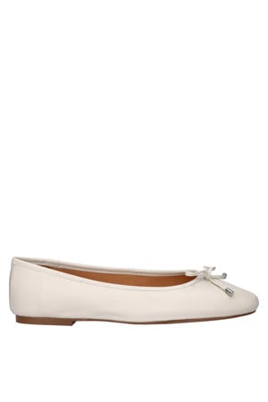 leren ballerina's met strikje ecru