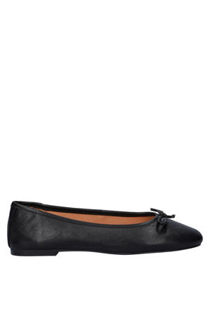 leren ballerina's zwart