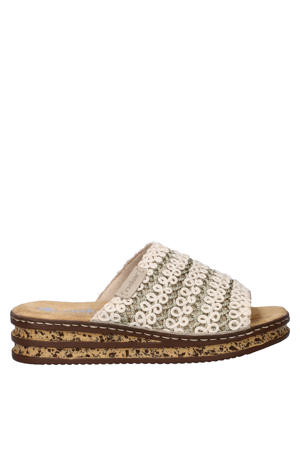 slippers met sleehak ecru