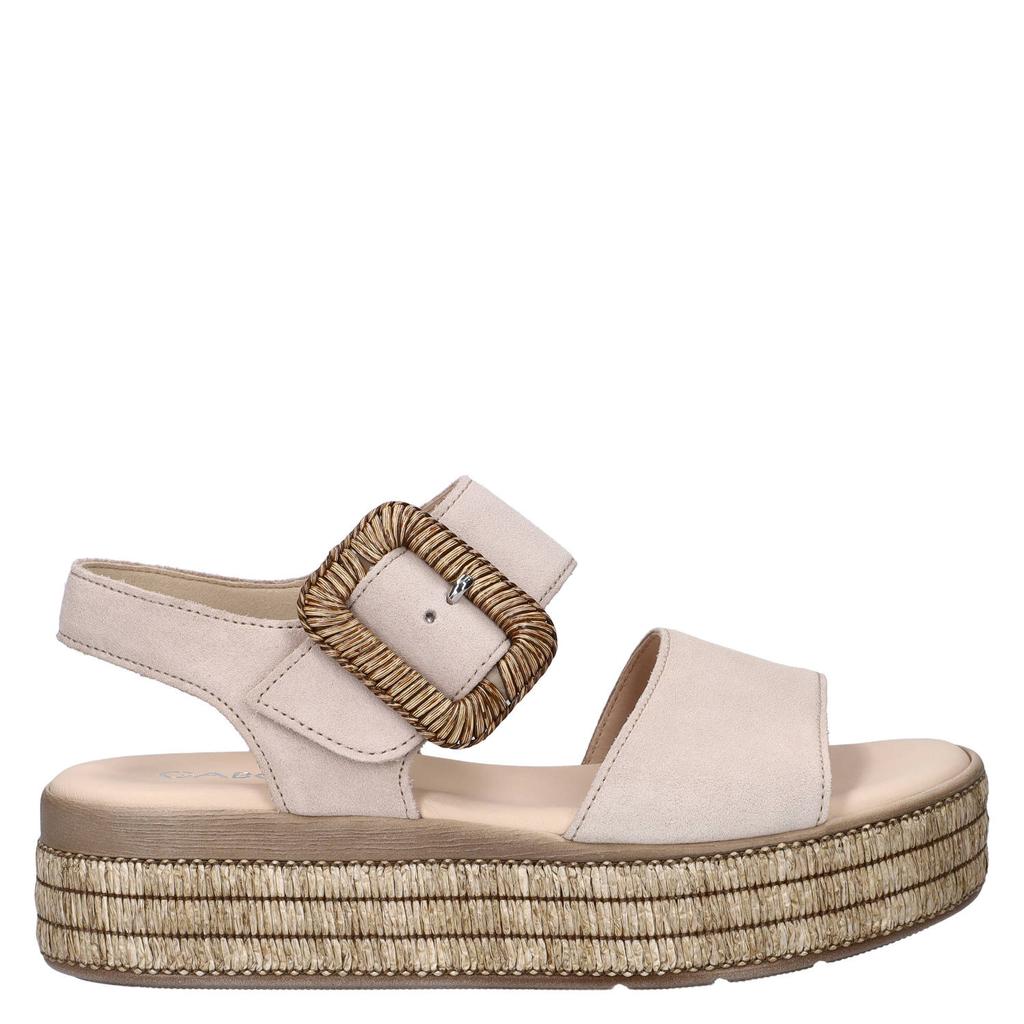 Beige dames Gabor suède sandalen met gesp